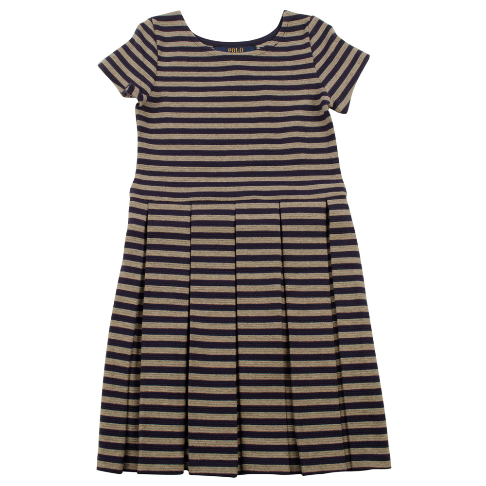 Polo Ralph Lauren Little Kids Girl's Short Sleeve Pleated Knit Dress NNvy 5